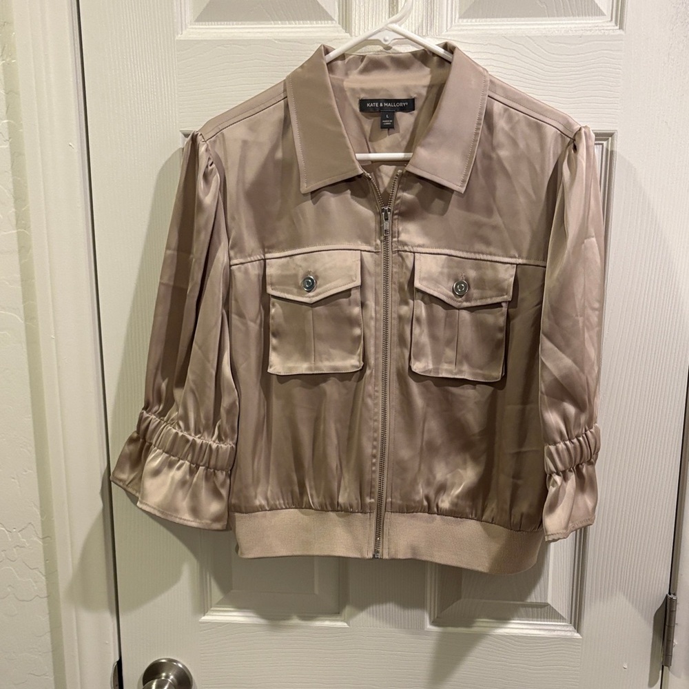 Kate & Mallory Satin Tan Utility Jacket
